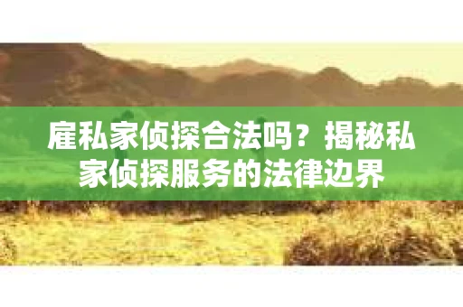 雇私家侦探合法吗？揭秘私家侦探服务的法律边界
