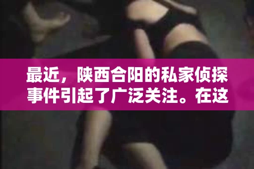 最近，陕西合阳的私家侦探事件引起了广泛关注。在这个信息爆炸的时代，隐私保护显得尤为重要。今天，我们就来聊聊这个事件，看看它背后的一些故事。