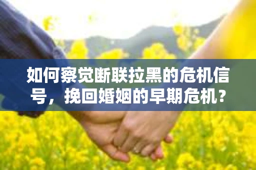 如何察觉断联拉黑的危机信号，挽回婚姻的早期危机？